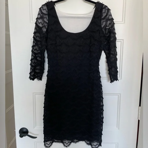 Guess Black Lace Mini-Midi Cocktail Dress, S, EUC - Picture 3 of 12